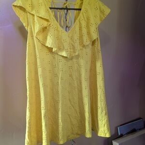 Yellow Ruffled Eyelet Top